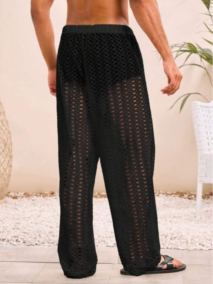 Men's Knitted casual Loose Fit Elastic Waist Straight Leg Lounge Pant